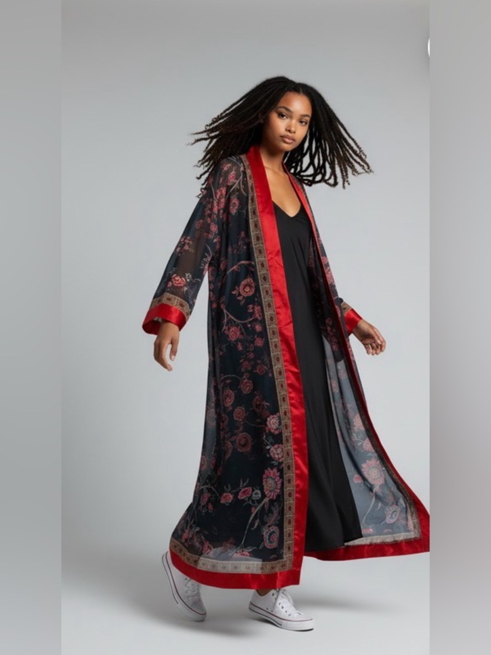 Asa Red and Sheer Blue Kimono/Robe full length